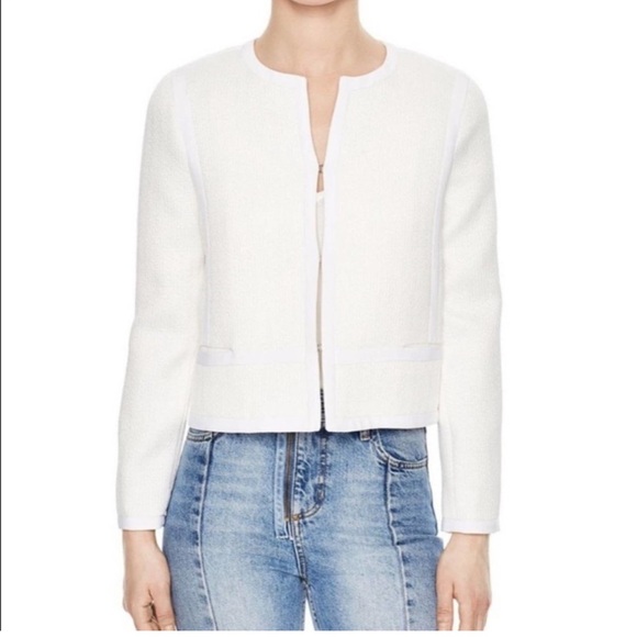 Sandro Jackets & Blazers - Sandro Kimmy Off White/Cream Textured Feminine Lady Jacket/Blazer, Size 38/2